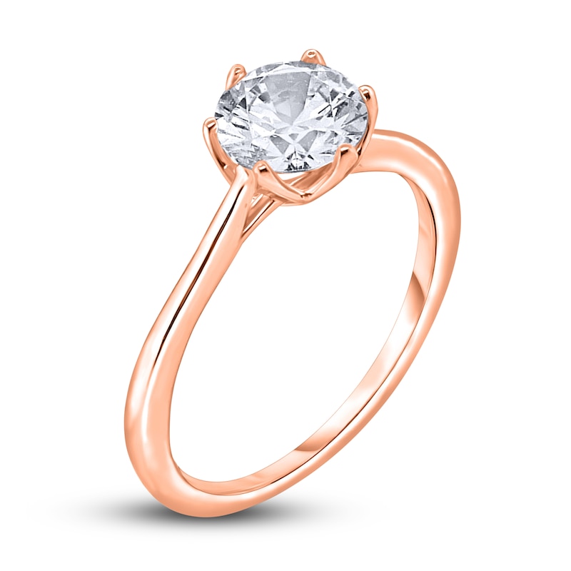 Diamond Cathedral Solitaire Engagement Ring 1-1/2 ct tw Round 14K Rose Gold (I2/I)
