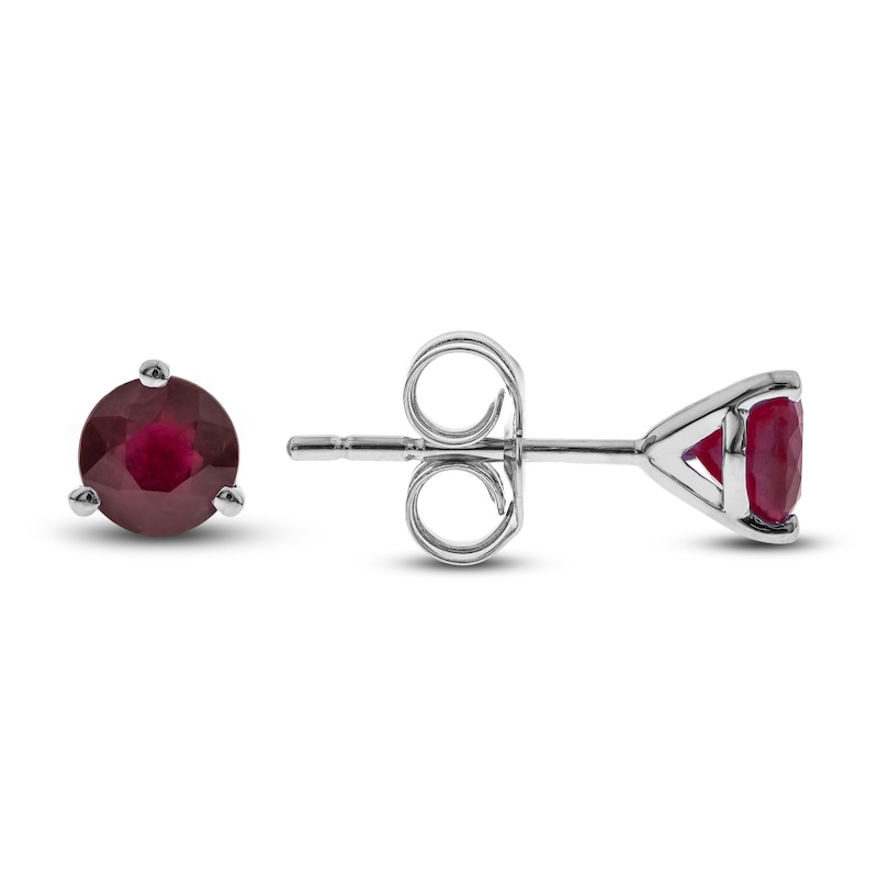 Main Image 1 of Natural Ruby Martini Stud Earrings 14K White Gold
