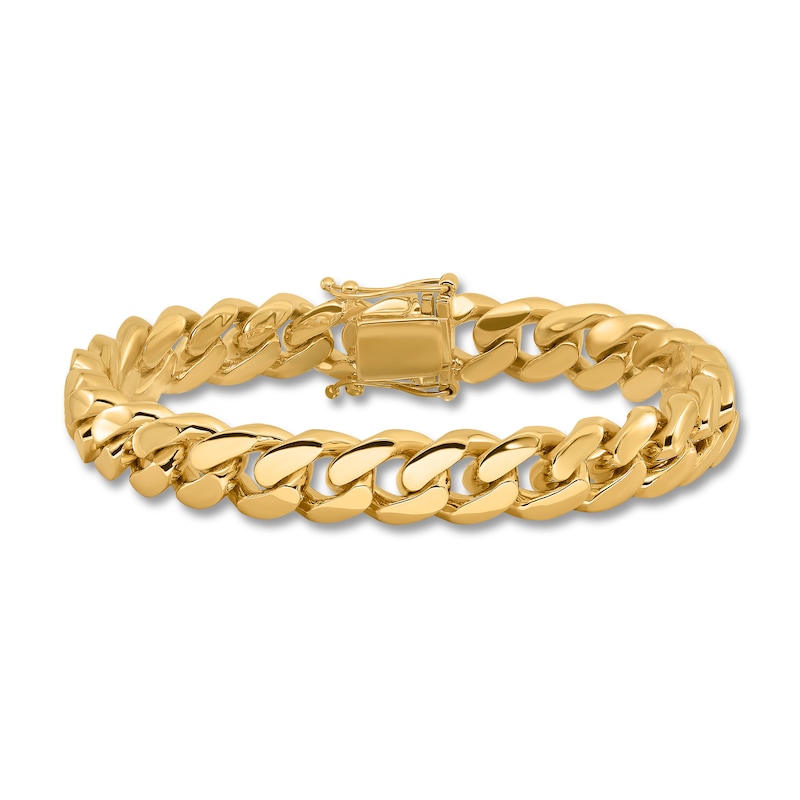 Men's Solid Curb Link Chain Bracelet 14K Yellow Gold 10.7mm 8.25"