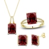 Thumbnail Image 0 of Lab-Created Ruby Ring, Earring & Necklace Set 1/5 ct tw Diamonds 10K Yellow Gold