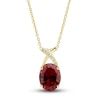 Thumbnail Image 1 of Lab-Created Ruby Ring, Earring & Necklace Set 1/5 ct tw Diamonds 10K Yellow Gold