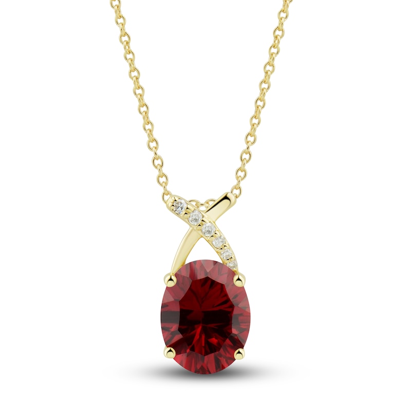 Lab-Created Ruby Ring, Earring & Necklace Set 1/5 ct tw Diamonds 10K ...