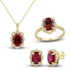 Thumbnail Image 0 of Lab-Created Ruby Ring, Earring & Necklace Set 1/3 ct tw Diamonds 10K Yellow Gold