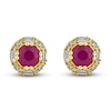 Thumbnail Image 0 of Natural Ruby Stud Earrings 1/4 ct tw Diamonds 14K Yellow Gold