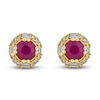 Thumbnail Image 0 of Natural Ruby Stud Earrings 1/4 ct tw Diamonds 14K Yellow Gold