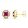 Thumbnail Image 1 of Natural Ruby Stud Earrings 1/4 ct tw Diamonds 14K Yellow Gold