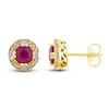 Thumbnail Image 2 of Natural Ruby Stud Earrings 1/4 ct tw Diamonds 14K Yellow Gold