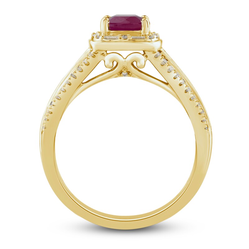 Main Image 2 of Natural Ruby Ring 3/8 ct tw Diamonds 14K Yellow Gold