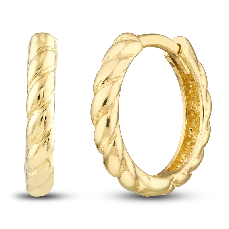 Main Image 1 of Ribbed Spiral Hoop Earrings 14K Yellow Gold