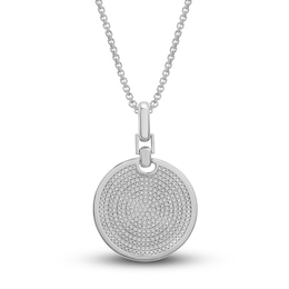 Men's Diamond Medallion Pendant Necklace 1/2 ct tw Round Sterling Silver  22"