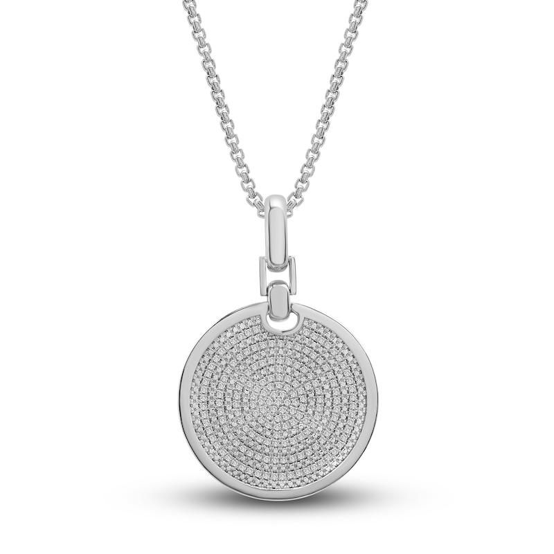 Main Image 1 of Men's Diamond Medallion Pendant Necklace 1/2 ct tw Round Sterling Silver  22"