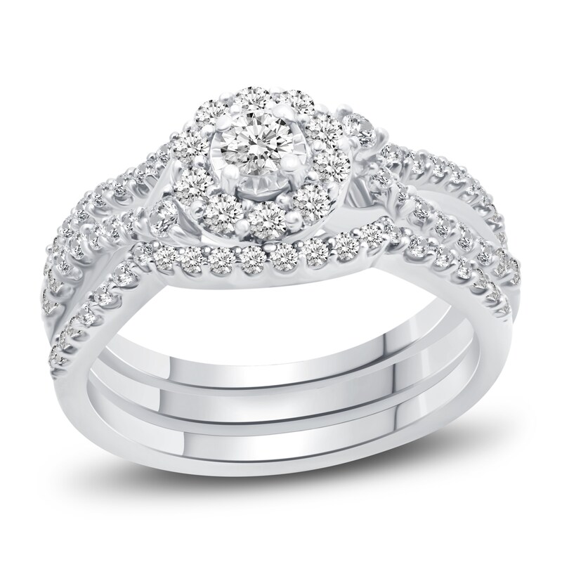 Main Image 1 of Diamond Bridal Set 5/8 ct tw Round 10K White Gold
