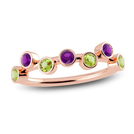 Juliette Maison Natural Peridot & Natural Amethyst Ring 10K Rose Gold