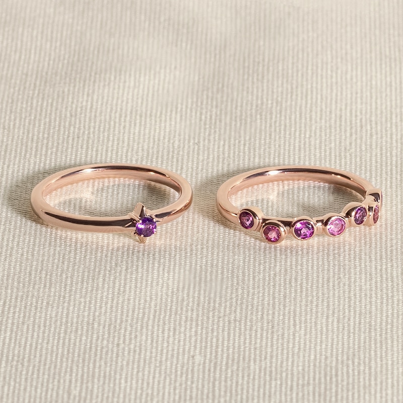 Main Image 4 of Juliette Maison Natural Peridot & Natural Blue Sapphire Ring 10K Rose Gold