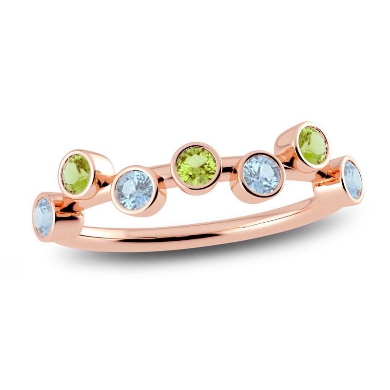 Main Image 1 of Juliette Maison Natural Peridot & Natural Aquamarine Ring 10K Rose Gold