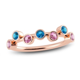 Juliette Maison Natural Pink Tourmaline & Natural Blue Zircon Ring 10K Rose Gold