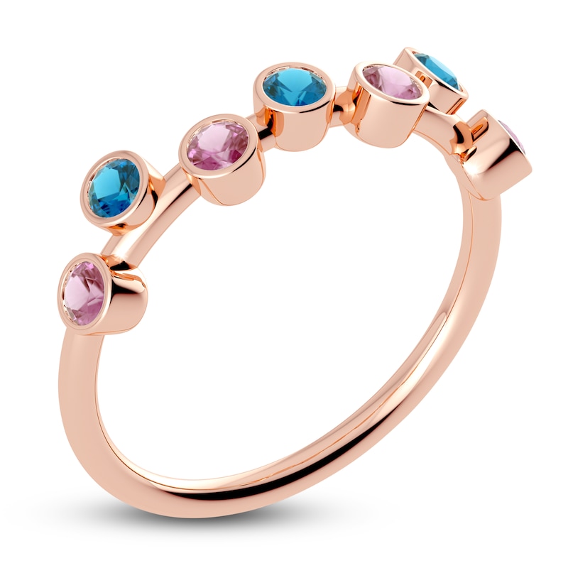 Main Image 2 of Juliette Maison Natural Pink Tourmaline & Natural Blue Zircon Ring 10K Rose Gold