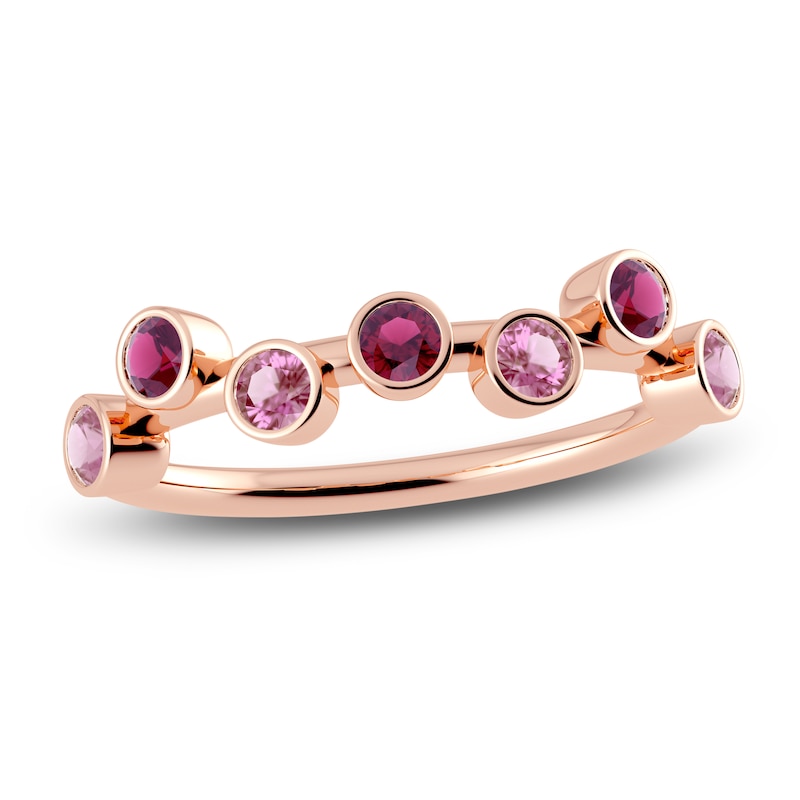Main Image 1 of Juliette Maison Natural Pink Tourmaline & Natural Rhodolite Garnet Ring 10K Rose Gold