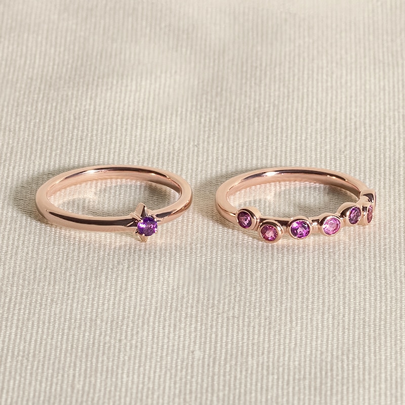 Main Image 4 of Juliette Maison Natural Pink Tourmaline & Natural Rhodolite Garnet Ring 10K Rose Gold