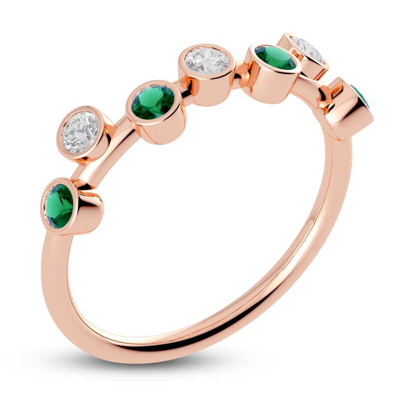 Main Image 2 of Juliette Maison Natural Emerald & Natural White Sapphire Ring 10K Rose Gold
