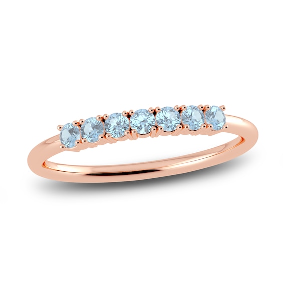 Juliette Maison Natural Aquamarine Half Eternity Ring 10K Rose Gold