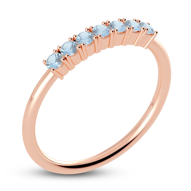 Main Image 2 of Juliette Maison Natural Aquamarine Half Eternity Ring 10K Rose Gold