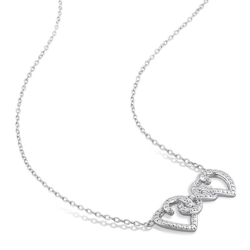 Diamond Heart Necklace 1/20 ct tw Round Sterling Silver 18"