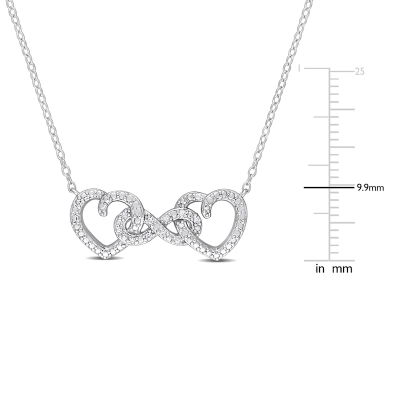 Main Image 3 of Diamond Heart Necklace 1/20 ct tw Round Sterling Silver 18"