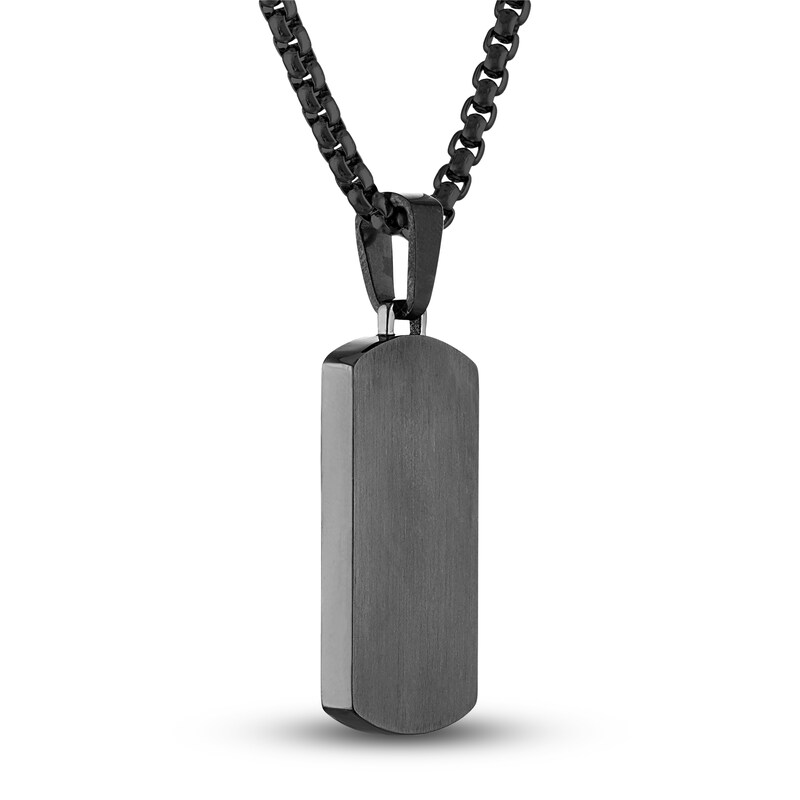 Main Image 3 of Men's Diamond Accent Pendant Necklace 1/20 ct tw Round Stainless Steel/Black Titanium 22&quot;
