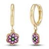 Thumbnail Image 0 of Flower Earrings Purple Enamel 14K Yellow Gold