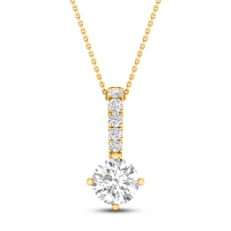 Lab-Grown Diamond Drop Pendant Necklace 1 ct tw Round 14K Yellow Gold