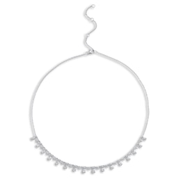 Shy Creation Diamond Necklace 2 ct tw Round/Pear 14K White Gold 18" SC55019851