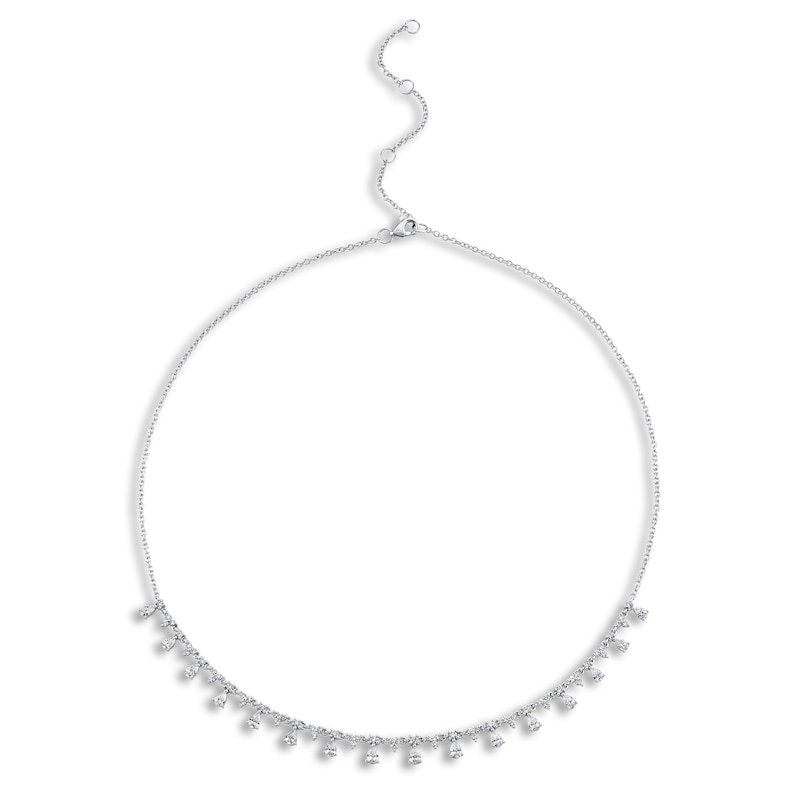 Main Image 1 of Shy Creation Diamond Necklace 2 ct tw Round/Pear 14K White Gold 18" SC55019851