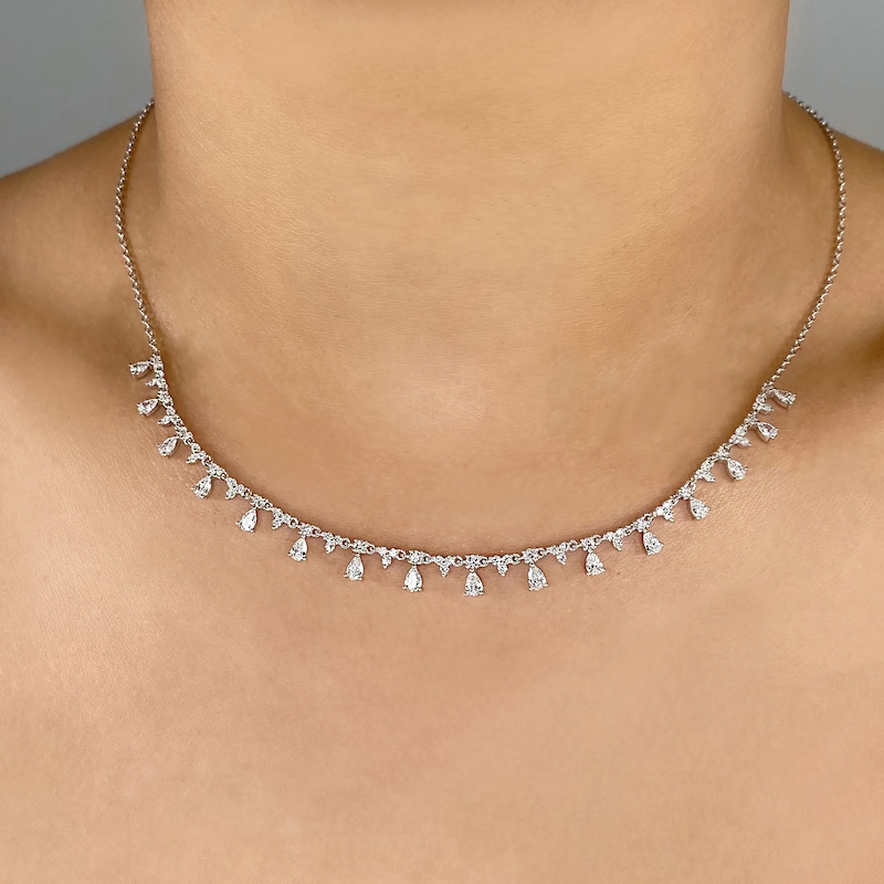 Main Image 4 of Shy Creation Diamond Necklace 2 ct tw Round/Pear 14K White Gold 18" SC55019851
