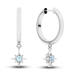 Juliette Maison Natural Aquamarine Starburst Drop Earrings 10K White Gold