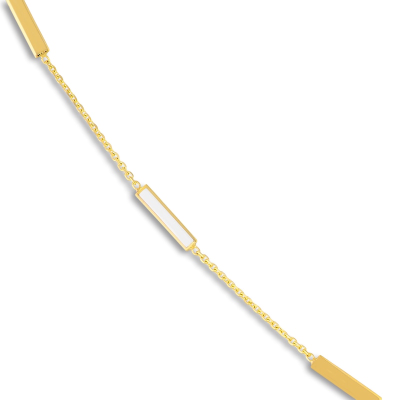 Main Image 2 of Bar Station Necklace White Enamel 14K Yellow Gold 18"