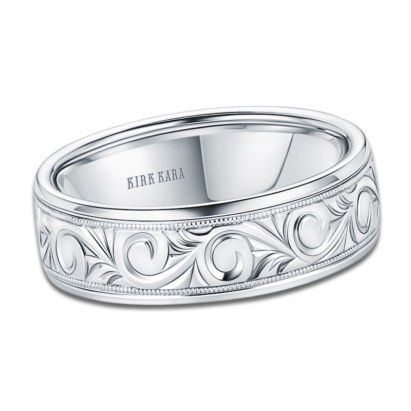 Main Image 1 of Kirk Kara Men's Engraved Wedding Band Platinum