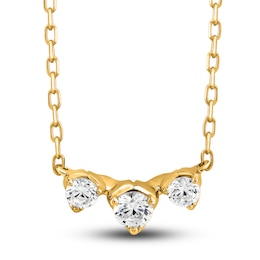 Diamond 3-Stone Pendant Necklace 1/4 ct tw Round 10K Yellow Gold