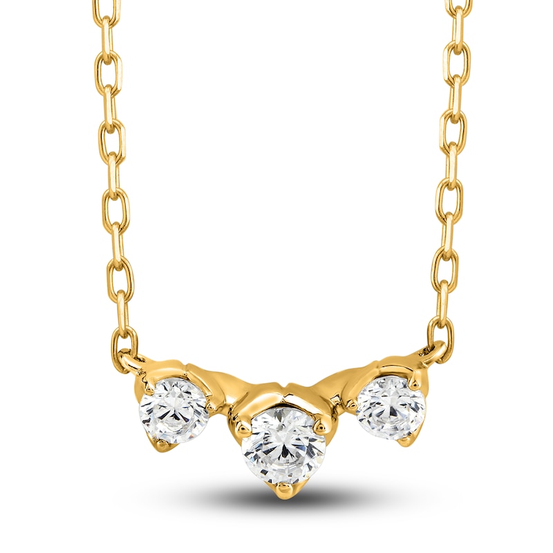 Main Image 1 of Diamond 3-Stone Necklace 1/4 ct tw Round 10K Yellow Gold