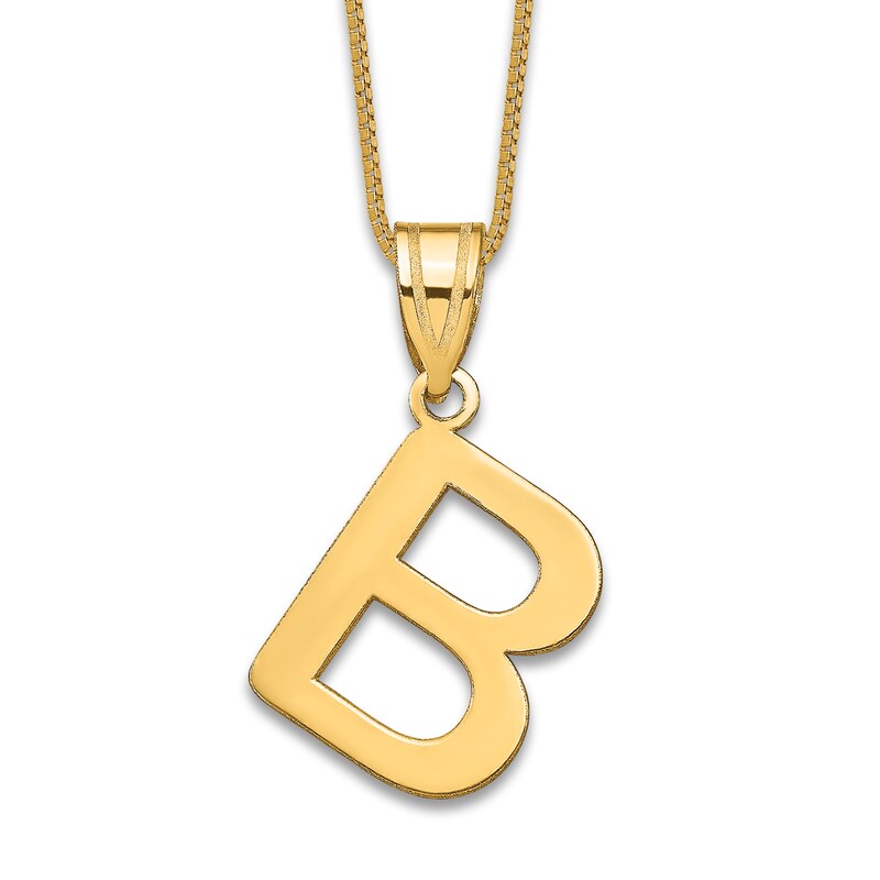 Main Image 1 of Initial B Charm 14K Yellow Gold 18"