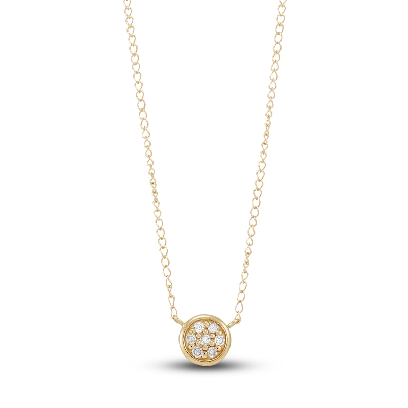 Main Image 1 of Diamond Disc Necklace 1/20 ct tw Round 14K Yellow Gold 13"