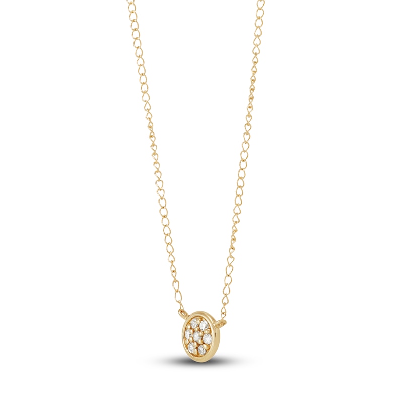 Main Image 2 of Diamond Disc Necklace 1/20 ct tw Round 14K Yellow Gold 13"