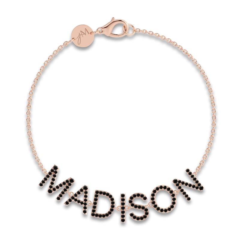 Main Image 1 of Juliette Maison Black Diamond Station Name Bracelet 2 ct tw Round 10K Rose Gold