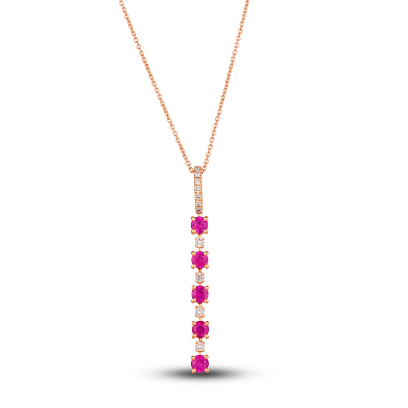 Main Image 1 of Le Vian Natural Ruby Necklace 1/8 ct tw Diamonds 14K Strawberry Gold