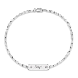 Personalized ID Bracelet Diamond Accents Sterling Silver 7.5"