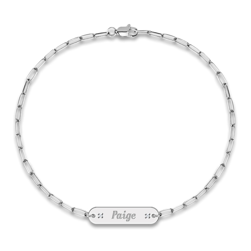 Main Image 1 of Personalized ID Bracelet Diamond Accents Sterling Silver 7.5"