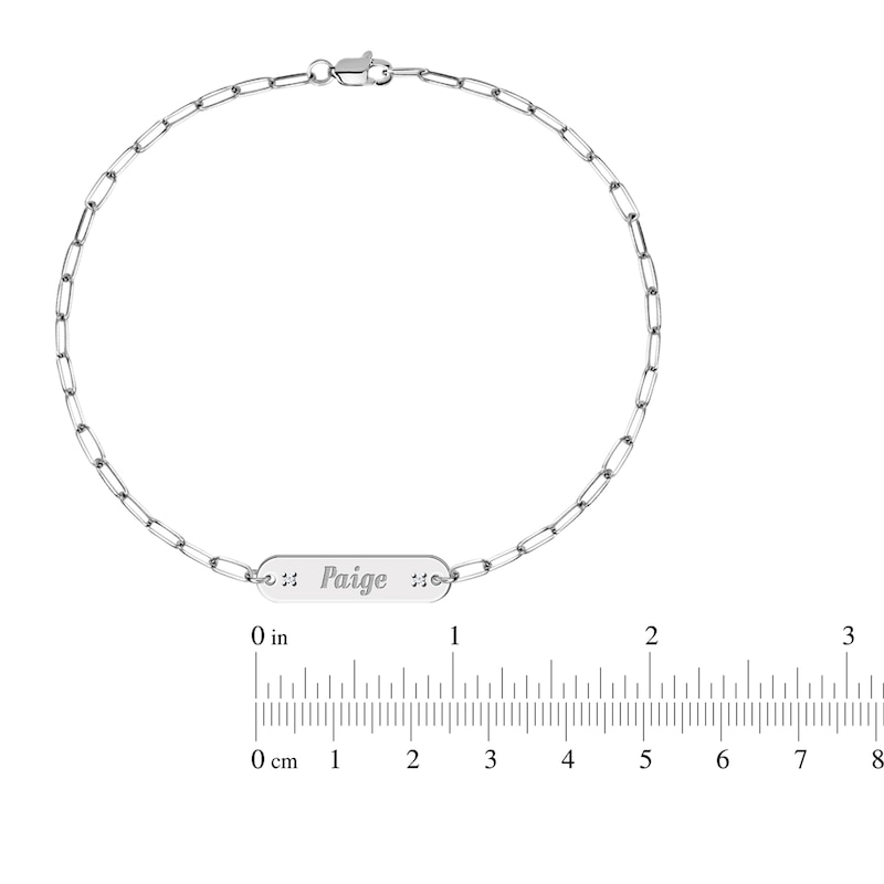 Main Image 2 of Personalized ID Bracelet Diamond Accents Sterling Silver 7.5"
