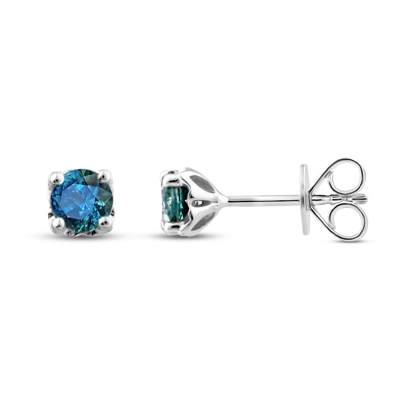 Main Image 1 of Montana Blue Round-Cut Natural Sapphire Earrings 14K White Gold