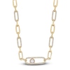 Thumbnail Image 1 of Freshwater Cultured Pearl Clip Necklace 3/8 ct tw Diamonds 14K Yellow Gold 18"