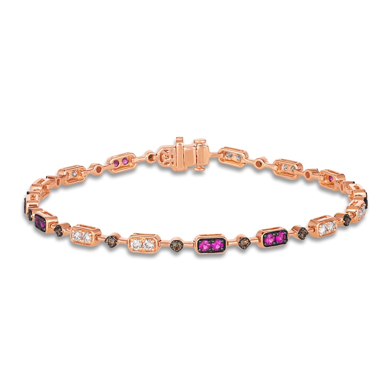 Main Image 1 of Le Vian Natural Ruby Bracelet 3/4 ct tw Diamonds 14K Strawberry Gold 7"